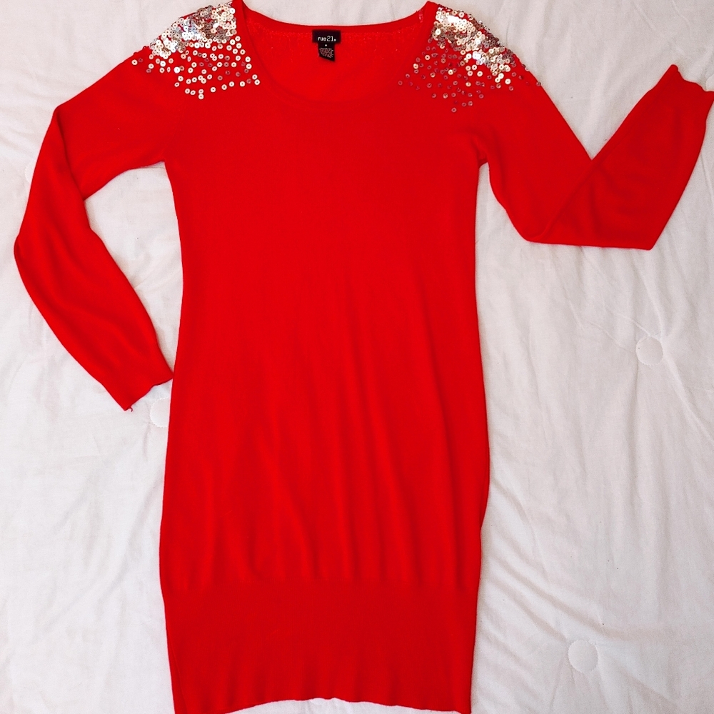 Rue 21 M red holiday sweater dress
